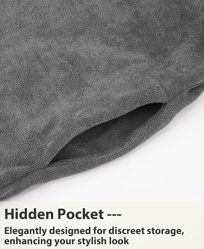 Weecreeture Hooded Towel Poncho with Zipper and Pocket, Surf Poncho for Men and Women, Beach Bath Changing Robe Cover Up Dark Gray M