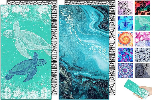 Microfiber Beach Towel – River Turtle Quick Dry Lightweight Sand Free Oversized Large Accessories Travel Must Have Swim Pool Yoga Camping Gear Summer Cruise Ship Essentials Cloud Compact Gift 71''32''