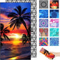 Microfiber Beach Towel–Quick Dry Lightweight Sand Free Oversized Large Towel Accessories Travel Must Swim Pool Yoga Camping Summer Cruise Ship Essentials Compact Sandproof Gift Seaside Sunset(71" 32")