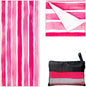 Elite Trend XL Beach Towel for Travel – Extra Large 78x35 Inch w/Bag – Lightweight Microfiber, Compact, Soft, Quick Dry, Sand Free – for Swimming, Pool, Camping, Yoga, Workout – Pink Stripes