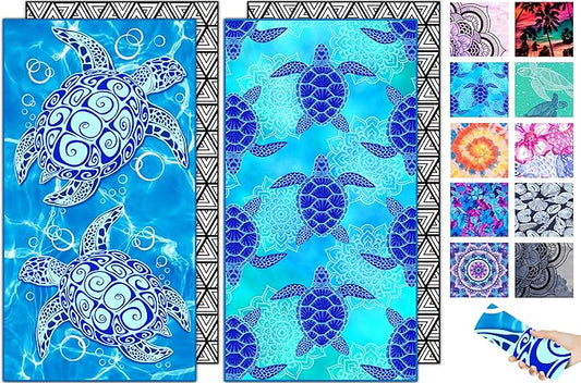 Microfiber Beach Towel –Turtle Series Quick Dry Lightweight Sand Free Oversized Towel Accessories Travel Must Have Swim Pool Yoga Camping Gear Summer Cruise Ship Essentials Cloud Compact Gift 71" 32"
