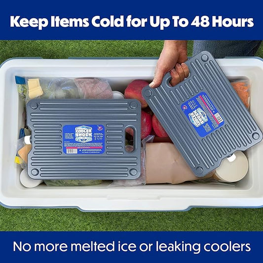 Cooler Shock Ice Packs - Reusable, Premium, Large Pack and Lunch Set for Long Term Use - Cools Faster Than Ice - Cooler Accessories