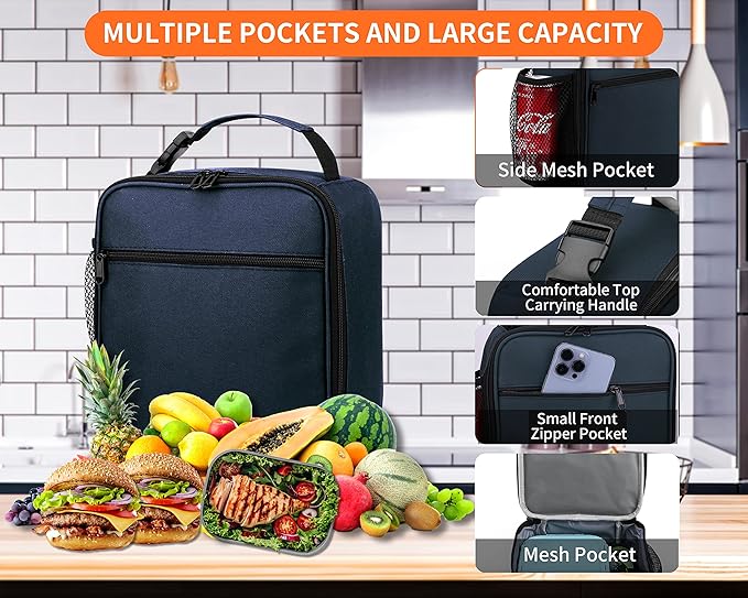 Lunch Box for Men - Reusable Lunch Bag Men Adult Women- Insulated Small LunchBox