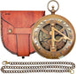 Nautical Sunclock Compass Handmade Solid Brass Vintage Style Sundial Push Open Navigational Compass with Leather Gift Case Best for Your Loved Ones