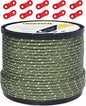 HIKEMAN 50m Reflective Guyline Solid Braid Nylon Camping Rope with Aluminum Adjuster Cord Tensioner Tent Accessory for Outdoor Travel,Hiking,Backpacking and Water Activities (Army Green, 4mm)