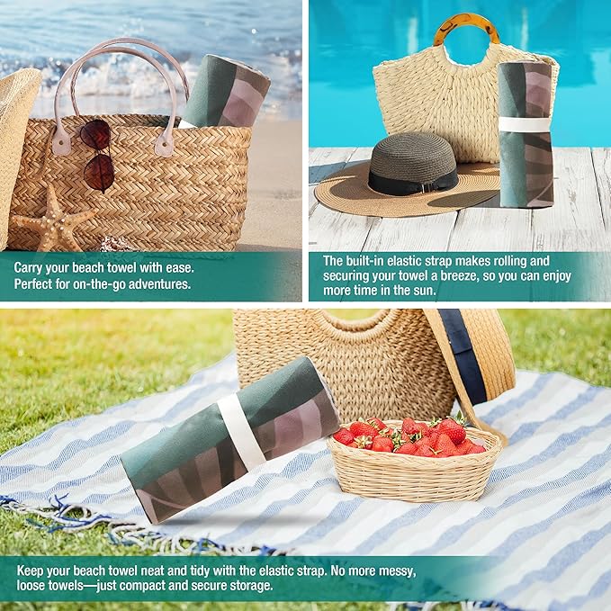 HYSEAS Lightweight Ultra-Thin Beach Towel, Oversized 78"X35" for Adult - Sand Free, Quick Dry, Perfect for Swimming, Beach, Travel, Camping, Essential Beach Accessory & Vacation, Tropical Rainforest
