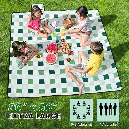 Picnic Blankets,80''x80'' Extra Large Picnic Blankets,Outdoor Picnic Blankets Waterproof Foldable for 6 to 8 Adults,Picnic Mat for Camping Beach Grass Lawn Park