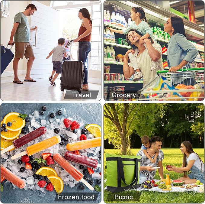 BeeGreen Insulated Cooler Bag Leakproof Freezer Shopping Tote for Groceries Thermal Food Delivery Bag