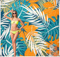 Beach Blanket Waterproof Sandproof Beach Mat 79”x 83” for 1-4 Adults Quick Drying Durable Outdoor Picnic Mat for Beach Festival Travel Camping Hiking (BK&GN&O-Palm, 79"×83"(4 Person))