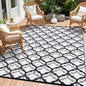 OLANLY Reversible Outdoor Rug 9x12 ft Clearance, Waterproof Outdoor Plastic Straw Rug with Interlacing Pattern, RV Mat for Patio, Camping, Balcony, Deck, Backyard, Black & White