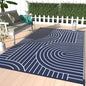 GENIMO Outdoor Rug 6'x9' Patio Waterproof, Lightweight Outdoor Plastic Straw Rug Clearance, Reversible Camping Mat Outdoor Carpet for RV, Picnic, Backyard, Deck, Balcony, Porch, Blue & White