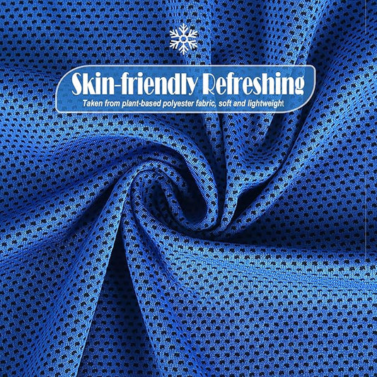 10 Pack Cooling Towels Bulk Microfiber Ice Towel Quick Dry Breathable Chilly Sweat Towel Stay Cool Towel for Neck Face Yoga Gym Workout Running Beach with Carabin Bag, 40x12'', Dark Blue