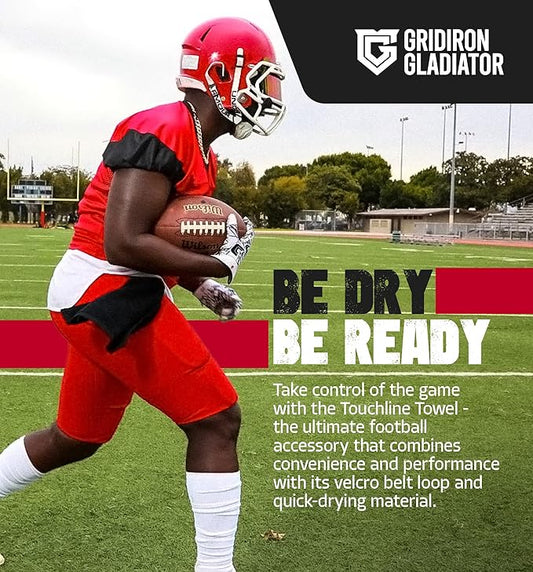 Pure Cotton Football Towel, Youth Men Streamer Towel, Football Towel Quarterback, Sideline Qb Towel with Hook & Loop Closure