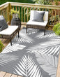 Outdoor Rug 4' x 6' for Patio Waterproof Clearance, Reversible Indoor Outdoor Plastic Straw Camping Rug Carpet, RV Mat, Large Area Rug for Deck, Backyard, Balcony, Porch, Beach, Grey and White