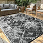Waterproof Outdoor Rug 6x9 ft, Reversible Plastic Straw Rug, Easy to Clean Patio Rug, Portable Carpet for Patio, RV, Deck, Balcony, Backyard, Picnic, Beach, Mosaic, Gray