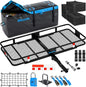 Mockins 60"x20"x6" Trailer Hitch Cargo Carrier w/16 CuFt Soft Vinyl Waterproof Cargo Bag & 4 Packing Cubes | 500 Lbs. Capacity Folding Luggage Rack for SUV/Car & Waterproof Truck Bed Storage Bag Set