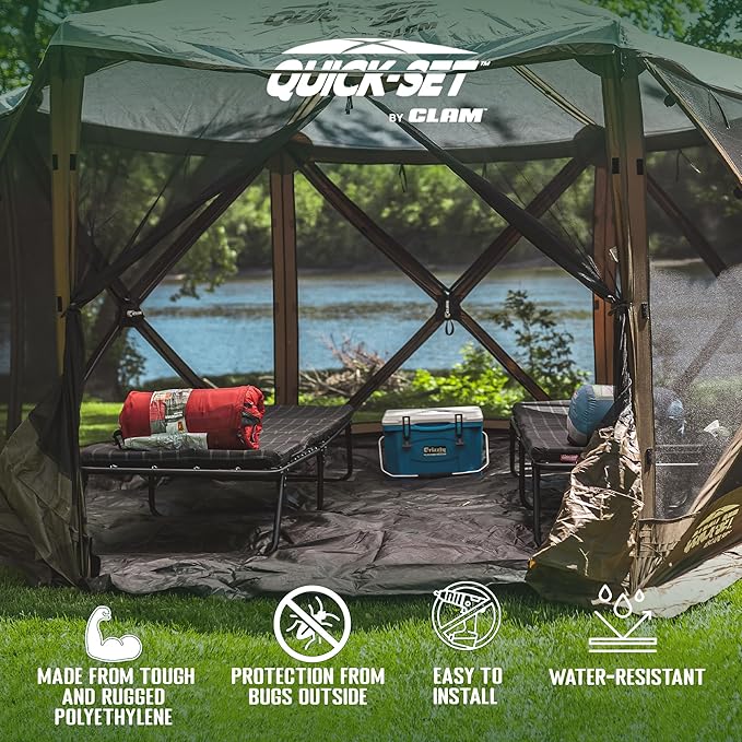 CLAM Quick-Set Floor, Removable Tent Footprint Mat Tarp Camping Accessory Gazebo Screen Shelter