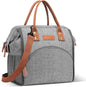 LOKASS Lunch Bag Insulated Lunch Box Wide-Open Lunch Tote Bag Large Drinks Holder Durable Nylon Snacks Organizer with Removable Shoulder Strap for Women Men Adults Work Outdoor,Grey
