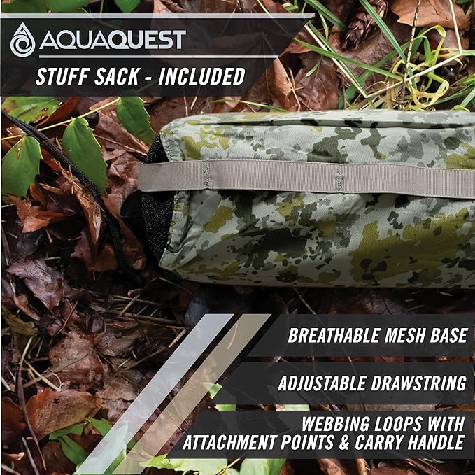 AquaQuest Defender Camping Tarp - Heavy Duty Tent Shelter or Rain Fly - Waterproof Camping Essentials for Hiking, Bushcraft & Hammock, 20 x 13 ft, Boulder Camo