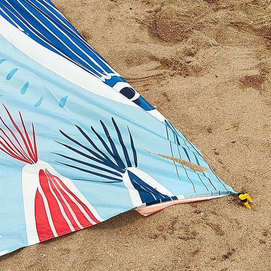 Large Beach Blanket Waterproof Sandproof 79"x 83" for 1-4 Adults,Quick Drying Beach Mat,Lightweight & Durable,Beach Essentials for Family Beach Camping Travel Picnic(Small Fish)