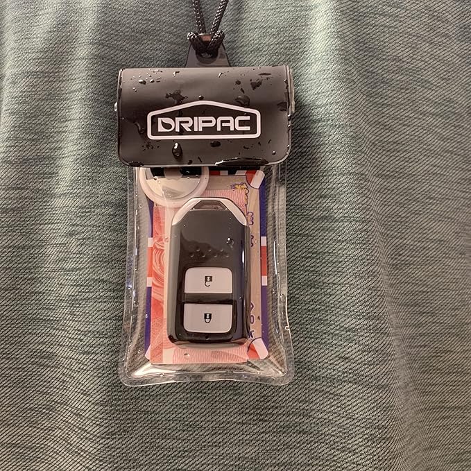 DRIPAC Waterproof Car Key FOB Case Waterproof Wallet Waterproof Holder Pouch For Key ID Badge Credit Card Money（Black+White）