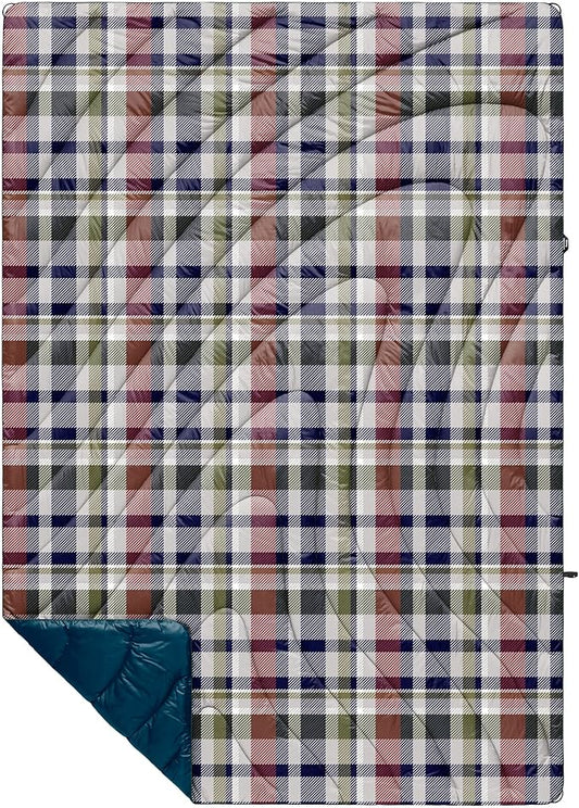 Rumpl Original Puffy Blanket - Warm Puffy Camping Blanket, 100% Recycled Polyester Insulation, Lightweight, Packable, Water-Resistant, Outdoor Puffer Blanket, 52"x75", Sequoia Plaid