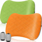 2 Pack Camping Pillow Inflatable Travel Pillow with Removable Cover Backpacking Pillow Blow up Pillow Neck Air Pillow Compressible for Lumbar Support Travel Hiking (Orange,Green)