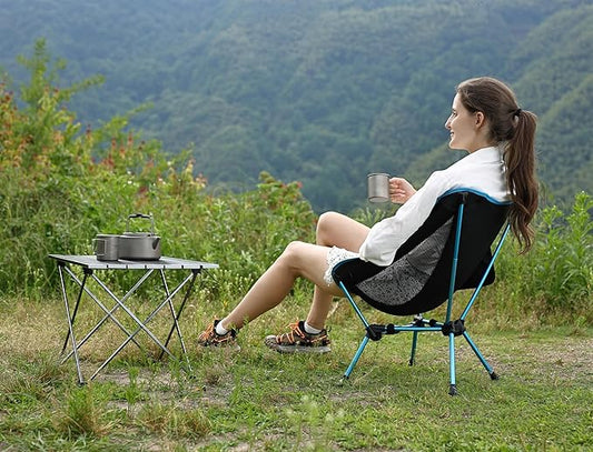 MARCHWAY Lightweight Folding Camping Chair, Portable Foldable Compact for Outdoor Camp, Travel, Beach, Picnic, Festival, Hiking, Backpacking, Supports 330Lbs (Blue)