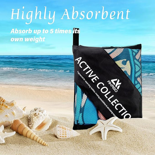 AKASO Microfiber Beach Towel Super Absorbent Quick Fast Dry Sand Free Oversized 63x31 inches Lightweight Towel, Pefect for Adults, Travel, Gym, Camping, Pool, Yoga, Outdoor and Picnic