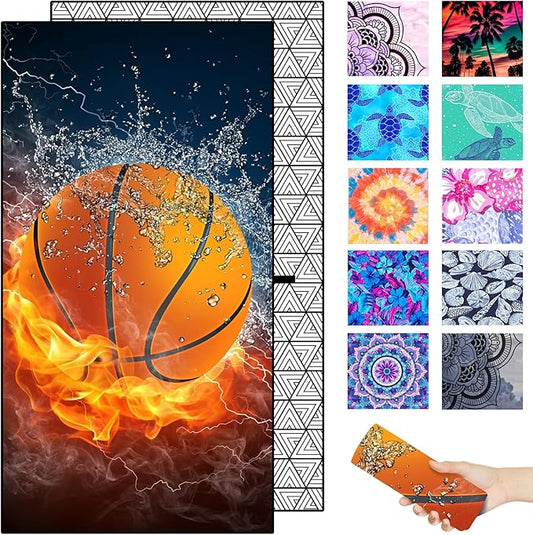 Microfiber Beach Towel – Basketball Quick Dry Lightweight Sand Free Oversized Towel Accessories Travel Must Have Swim Pool Yoga Camping Gear Summer Cruise Ship Essentials Cloud Compact Gift 71" 32"