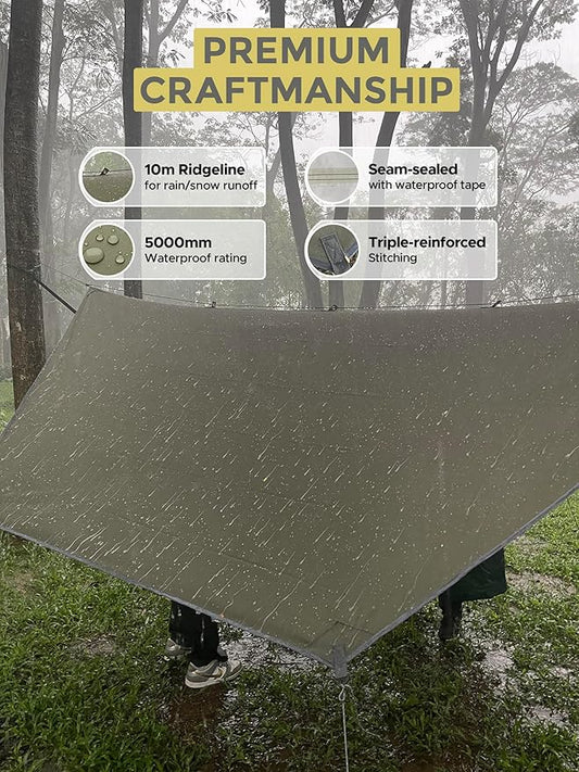 Miztli Camping Hammock -Portable Hammock w/Spacious Net & Tree Straps w/Adjutable Loops,Double and Single Hammock for Outdoor, Hiking, and Travel