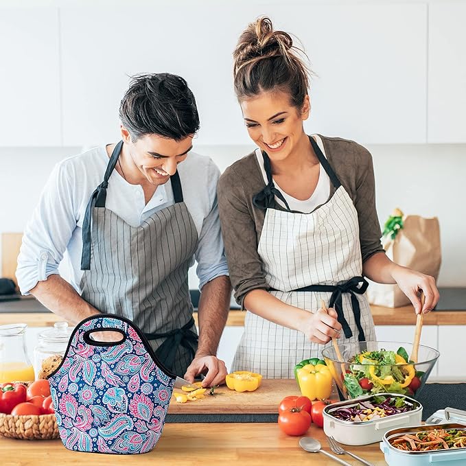 Neoprene Lunch Bags Thermal Insulated Lunch Tote Bag Reusable Washable Neoprene Picnic Bag for Women Men