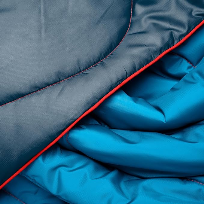 Rumpl Original Puffy Blanket - Warm Puffy Camping Blanket, 100% Recycled Polyester Insulation, Lightweight, Packable, Water-Resistant, Outdoor Puffer Blanket, 52"x75", V2, Deepwater