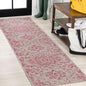 JONATHAN Y SMB105F-210 Estrella Bohemian Medallion Textured Weave Indoor Outdoor Runner Rug,Coastal,Traditional,Transitional Easy Clean,Bedroom,Kitchen,Backyard,Patio,NonShed,Light Gray/Fuchsia,2 X 10