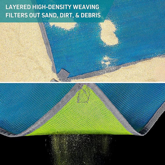 LazBlinds Beach Blanket, Sand-Free Waterproof Extra Large Beach Mat, UV Resistant Sunshade, Reversible Outdoor Picnic Blanket with Travel Bag for Beach Camping Hiking Park Patio (10'x10'/120''×120'')