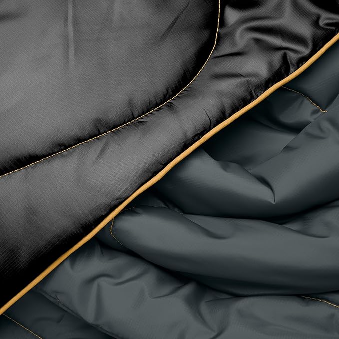 Rumpl Original Puffy Blanket - Warm Puffy Camping Blanket, 100% Recycled Polyester Insulation, Lightweight, Packable, Water-Resistant, Outdoor Puffer Blanket, 52"x75", V2, Black