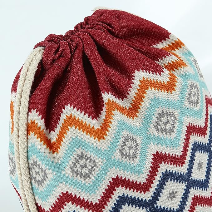 Drawstring Backpack Bohemia Style String Bag Canvas Beach Sport Daypack