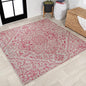 JONATHAN Y SMB105F-5SQ Estrella Bohemian Medallion Textured Weave Indoor Outdoor Area Rug, Coastal Traditional,Bedroom,Kitchen,Backyard,Patio, Light Gray/Fuchsia, 5' Square
