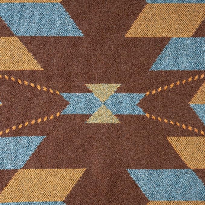 PuTian Merino Wool Blanket - Large Warm Soft Washable Camp Blanket Throw for Bed Couch Camping Outdoor Travel Emergency, Brown Geometry