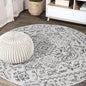 JONATHAN Y SMB105D-3R Estrella Bohemian Medallion Textured Weave Black/Gray 3' Round Indoor/Outdoor Area Rug, Pet Friendly, Non-Shedding, Stain Resistant, Easy-Cleaning for Backyard, Patio, Porch