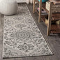 JONATHAN Y SMB105D-28 Estrella Bohemian Medallion Textured Weave Indoor Outdoor Runner Rug Coastal Bohemian Rustic Glam Easy Cleaning Bedroom Kitchen Backyard Patio Non Shedding, 2 X 8, Black/Gray