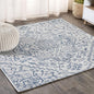 JONATHAN Y SMB105B-9SQ Estrella Bohemian Medallion Textured Weave Indoor/Outdoor Area Rug, Coastal, Traditional, Vintage for Bedroom, Kitchen, Living Room, Easy-Cleaning, Navy/Gray, 9' Square