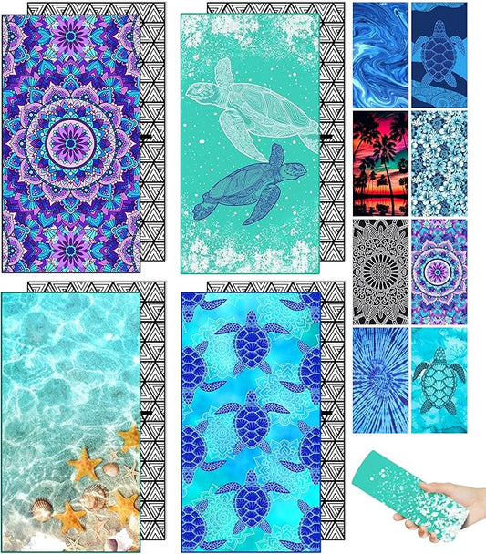 Microfiber Beach Towel – Seafloor Quick Dry Lightweight Sand Free Oversized Towel Accessories Travel Must Have Swim Pool Yoga Camping Gear Summer Cruise Ship Essentials Cloud Compact Gift 71" 32"