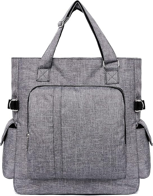 VOLGANIK ROCK Canvas Tote Bag Waterproof Nylon Multi Pocket Shoulder Bags Laptop Work Bag Teacher Purse Handbag for Women Men